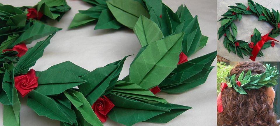 corona d'alloro in origami