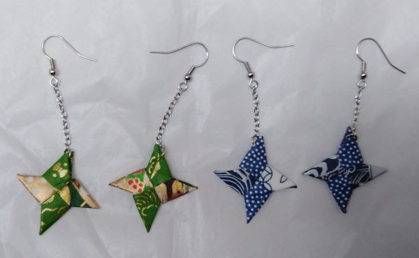 orecchini di origami stelle