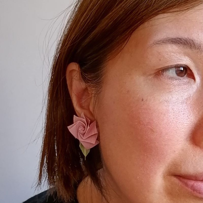 orecchini clips origami rosa